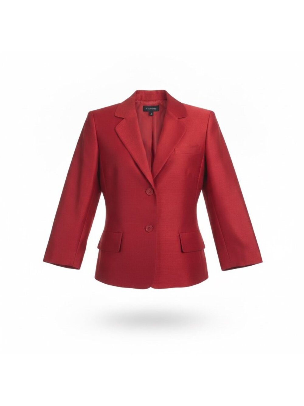 Talbots Womens Red Blazer Jacke Button Closure Long Sleeves Size 12